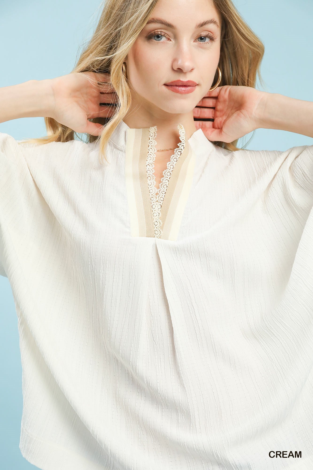 Umgee Textured V-Neck Blouse -