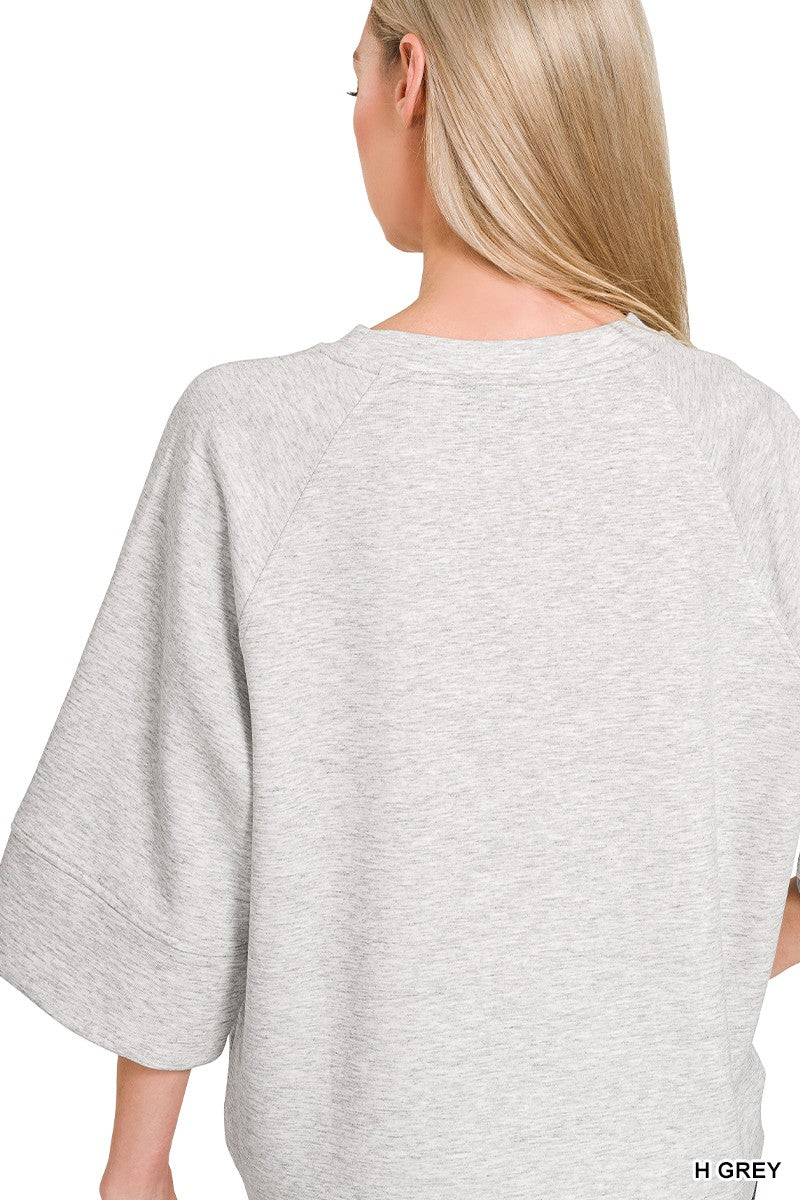 Zenana Scuba 3/4 Sleeve Pullover -