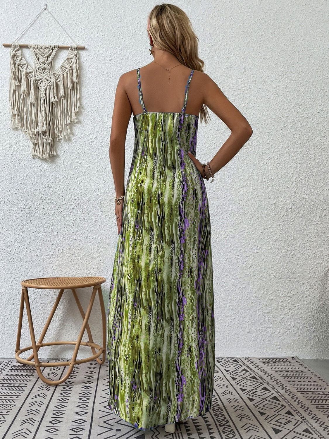 Elegant Printed Maxi Dress with Scoop Neck, Full Size & Opaque Fabric - Trendsi Trendsi