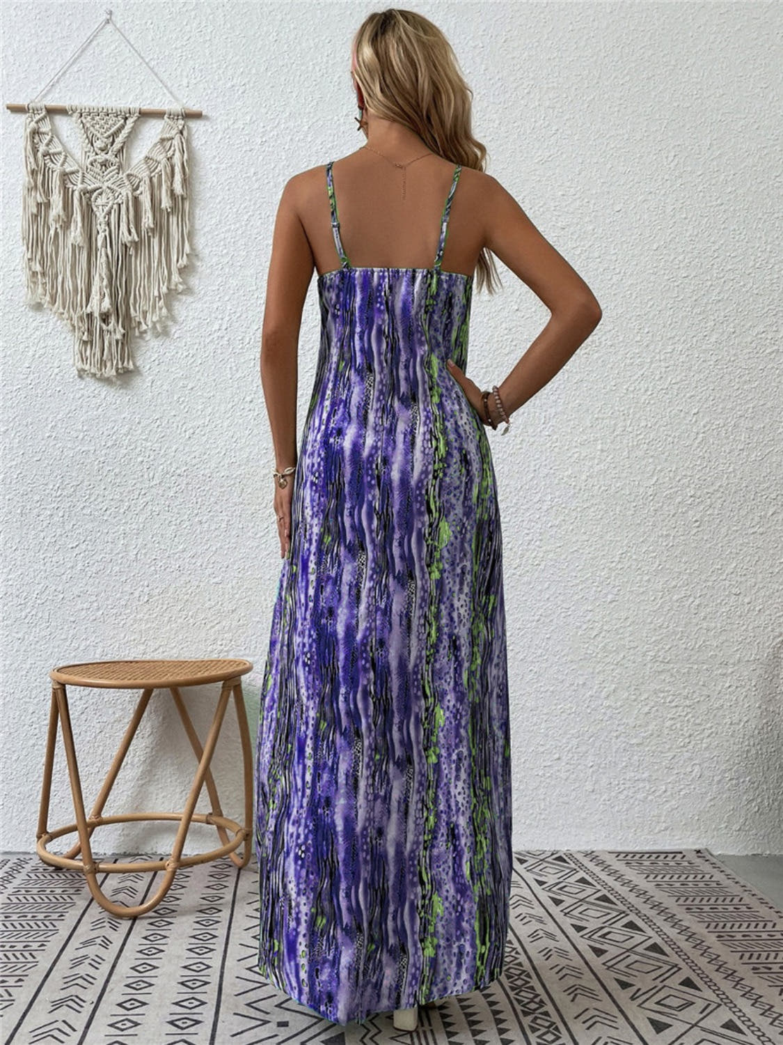 Elegant Printed Maxi Dress with Scoop Neck, Full Size & Opaque Fabric - Trendsi Trendsi