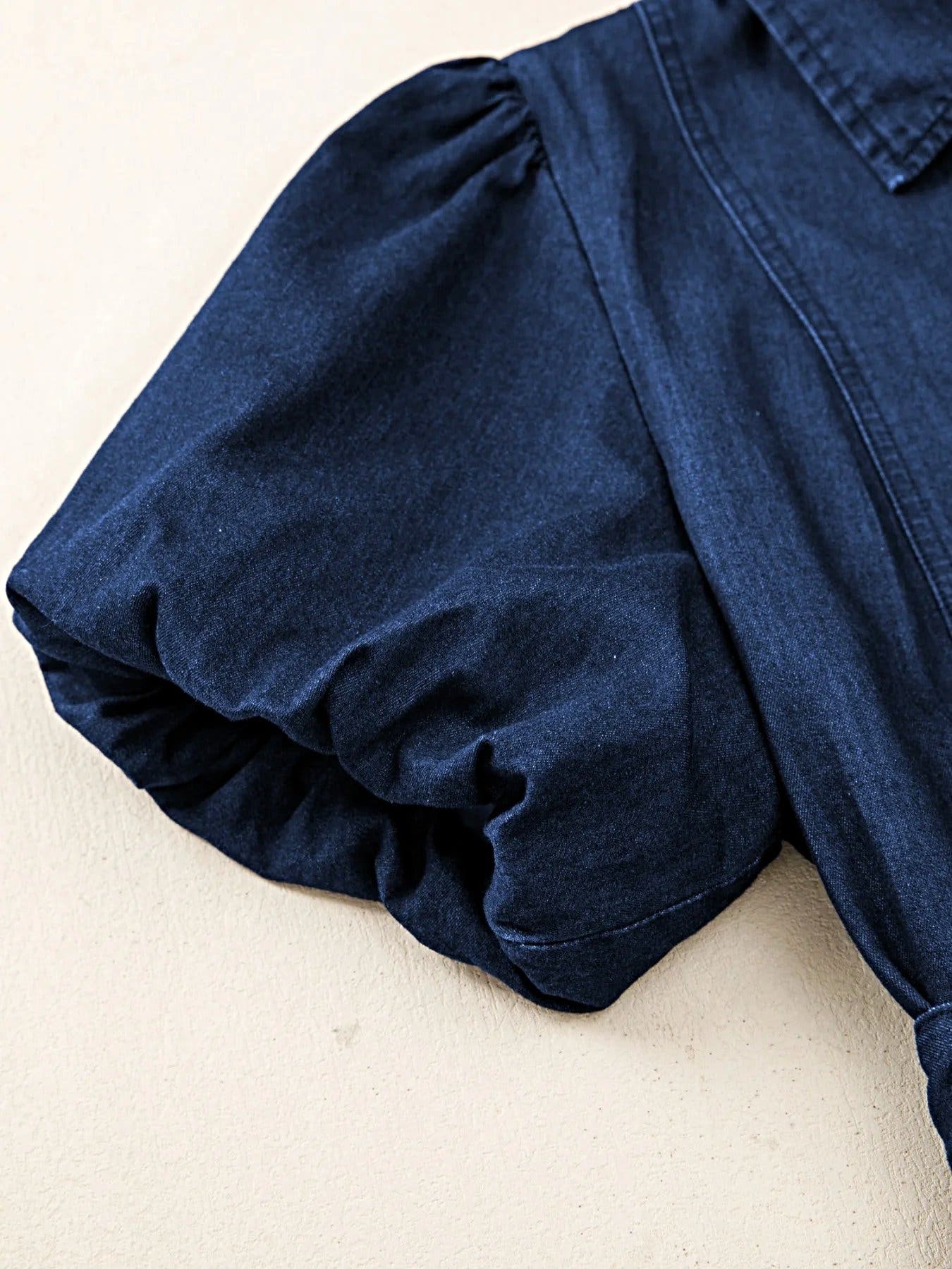 Belted Button-Down Midi Denim Dress -