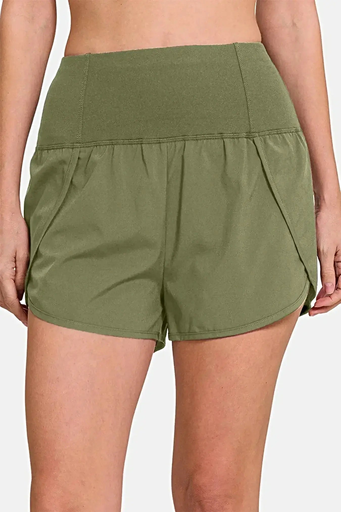 Zenana High-Waisted Zippered Back Pocket Active Shorts -