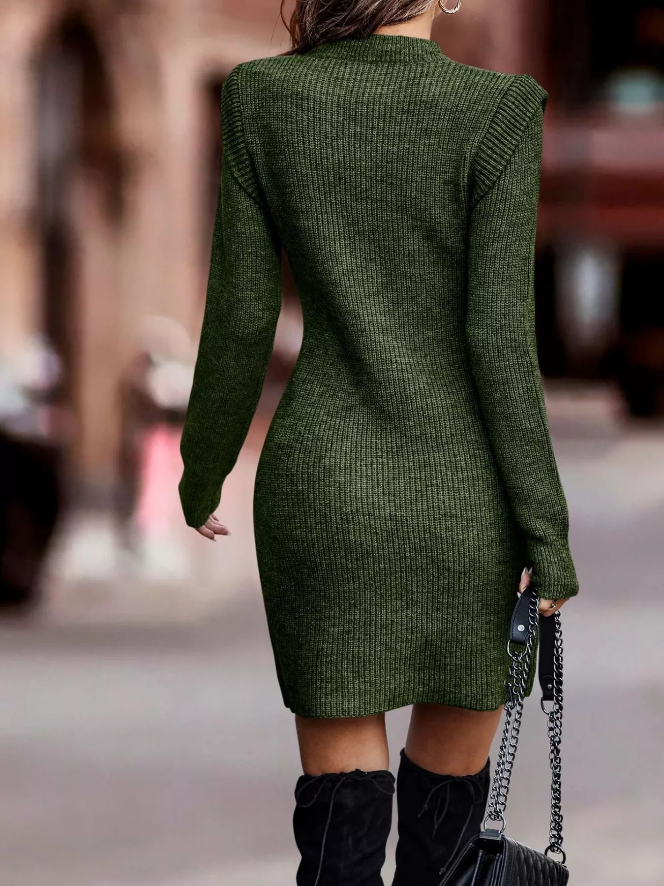 Ribbed Knit Bodycon Sweater Dress -