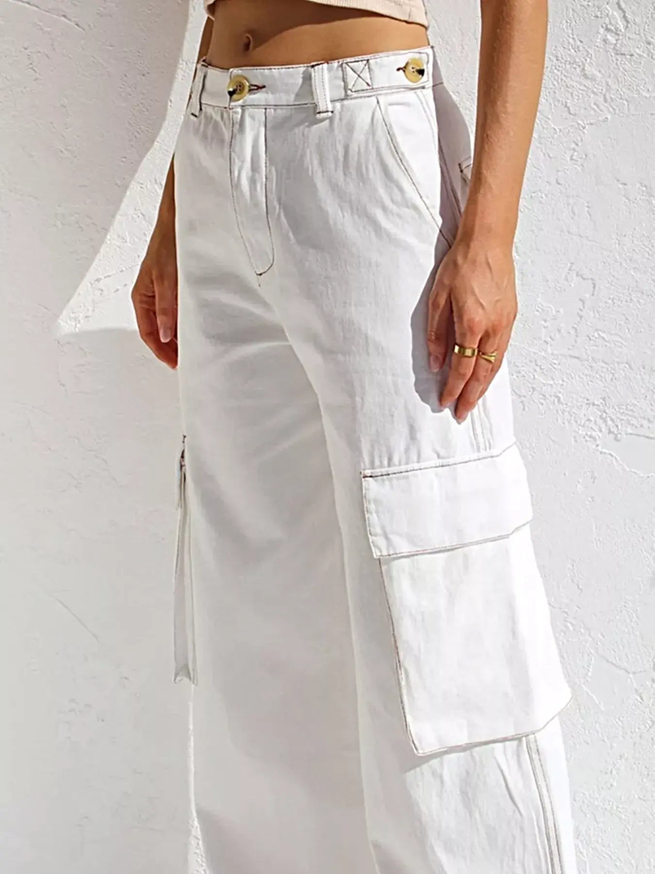 High-Waisted Wide Leg Cargo Jeans -
