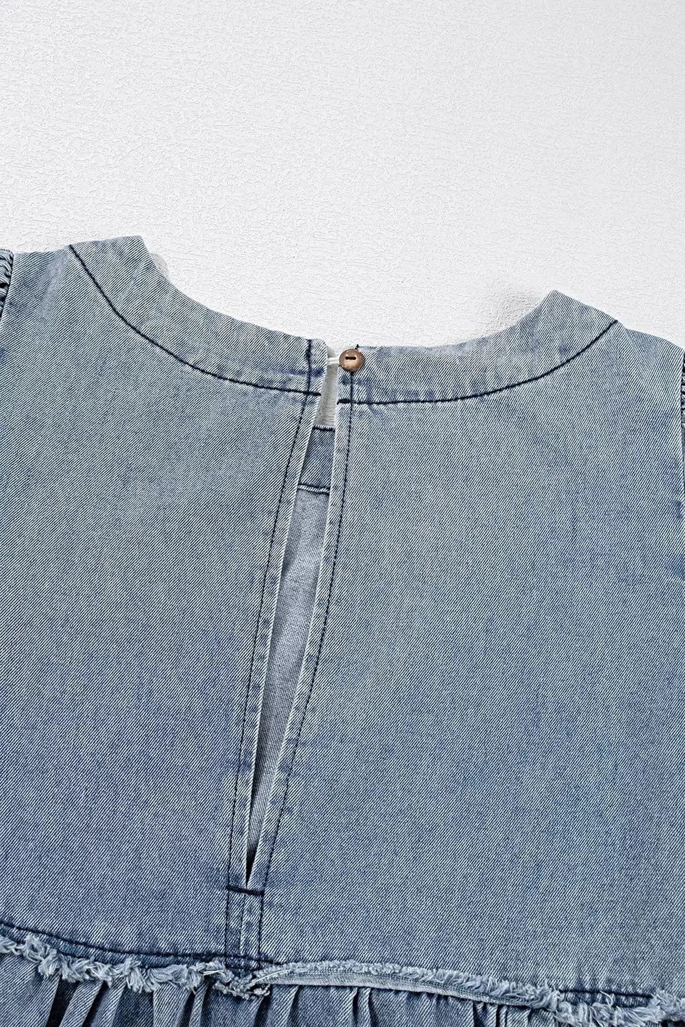 Vintage Wash Denim Dress with Pockets -