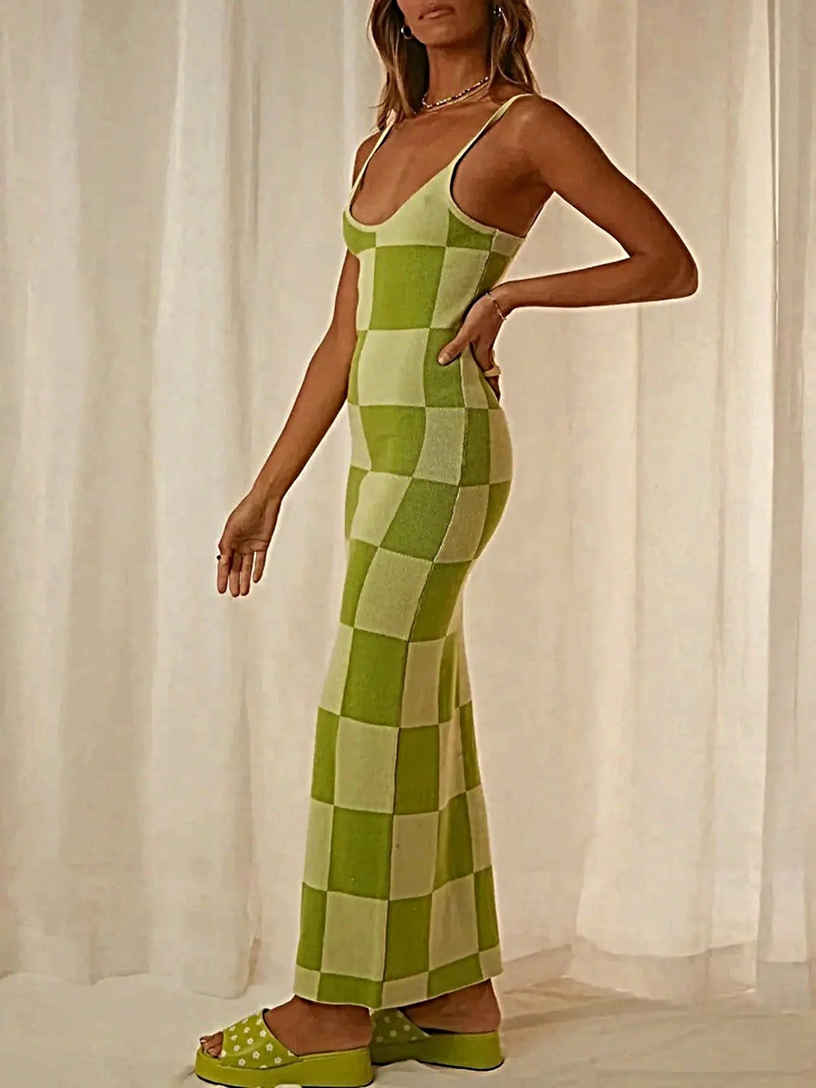 Spaghetti Strap Maxi Sweater Dress - Highly Stretchy, 100% Polyester, Machine Washable -