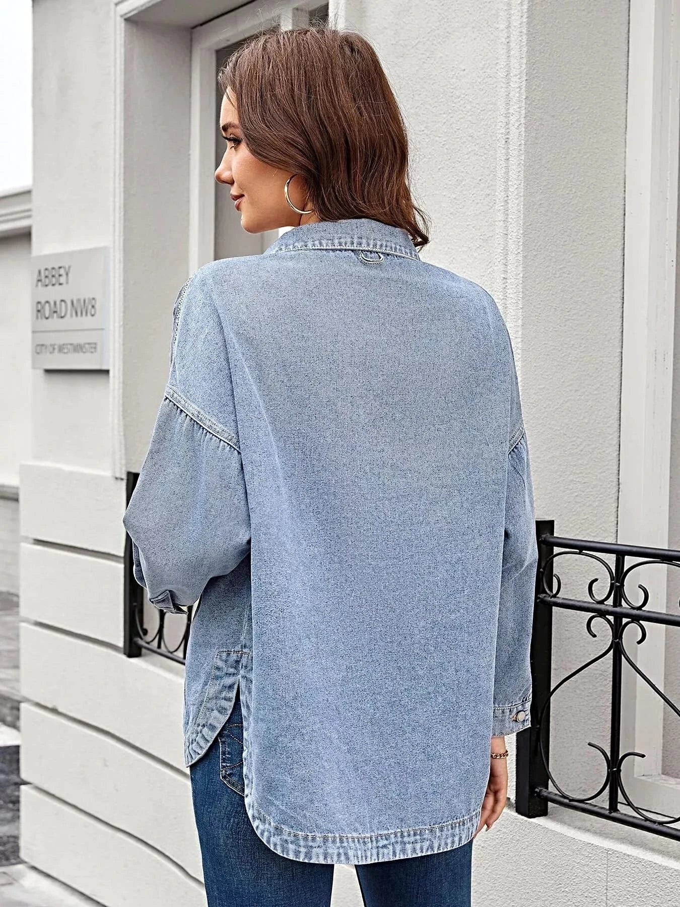 Vintage Wash Button-Down Denim Jacket -