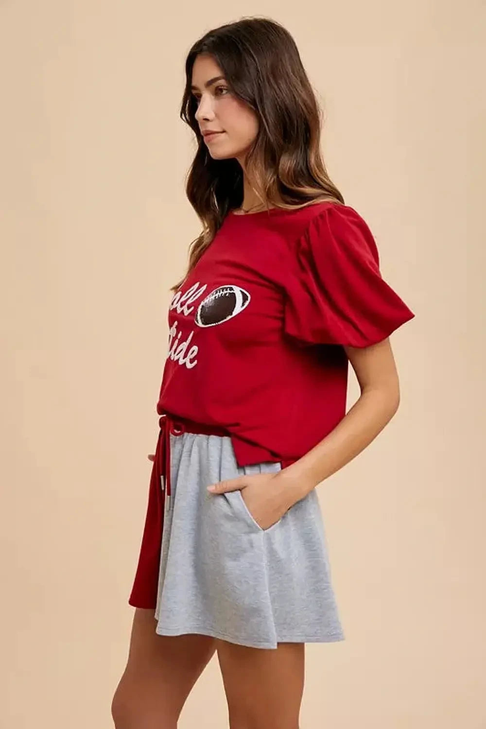 Annie Wear Color Block French Terry Flare Shorts -