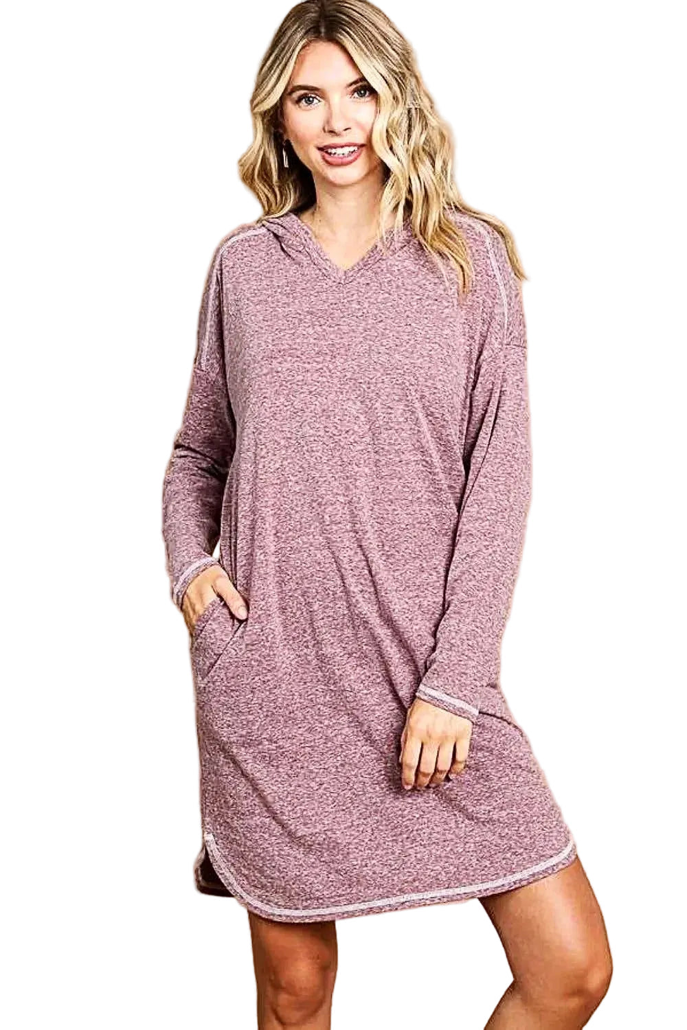 Hooded Long Sleeve Dress - Cozy, Versatile Sweater Dress with Adjustable Hood & Moderate Stretch Trendsi