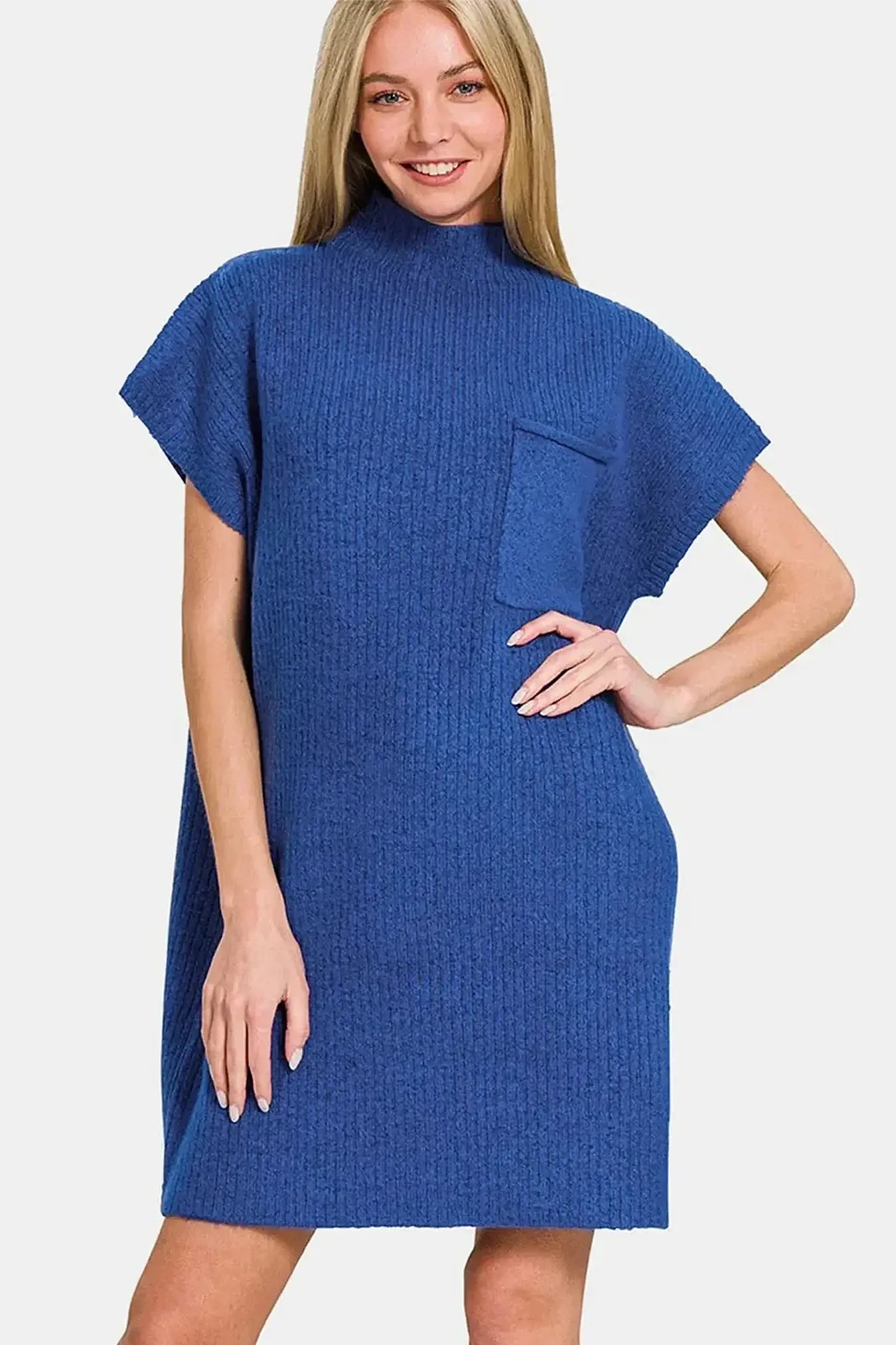 Zenana Short Sleeve Sweater Mini Dress -