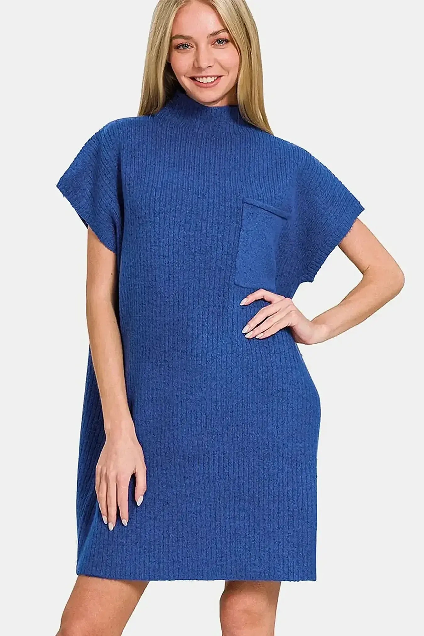 Zenana Short Sleeve Sweater Mini Dress -