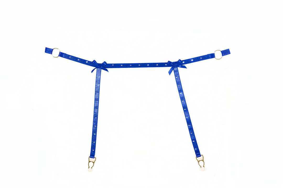 Luxury Blue Garter Panty Set with Rhinestone Straps - Ashley by Allure Lingerie Allure Lingerie