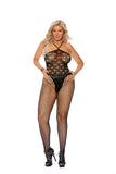 Stunning Crochet bodystocking with halter neck and open crotch in Black, OS and Plus Size-Bodystocking-Elegant Moments-Black-QS-SatinBoutique