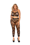 Stunning Zig zag crochet net cami top and matching leggings.in Black, Also Plus size-Leggings-Elegant Moments-Black-QS-SatinBoutique