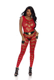 Provacative Crochet footless bodystocking with open crotch in Black and Red-Bodystocking-Elegant Moments-Red-O/S-SatinBoutique