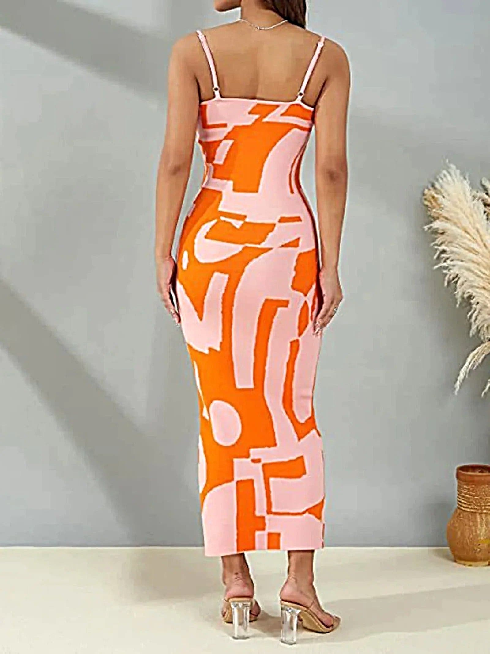 Spaghetti Strap Maxi Sweater Dress - Highly Stretchy, 100% Polyester, Machine Washable -