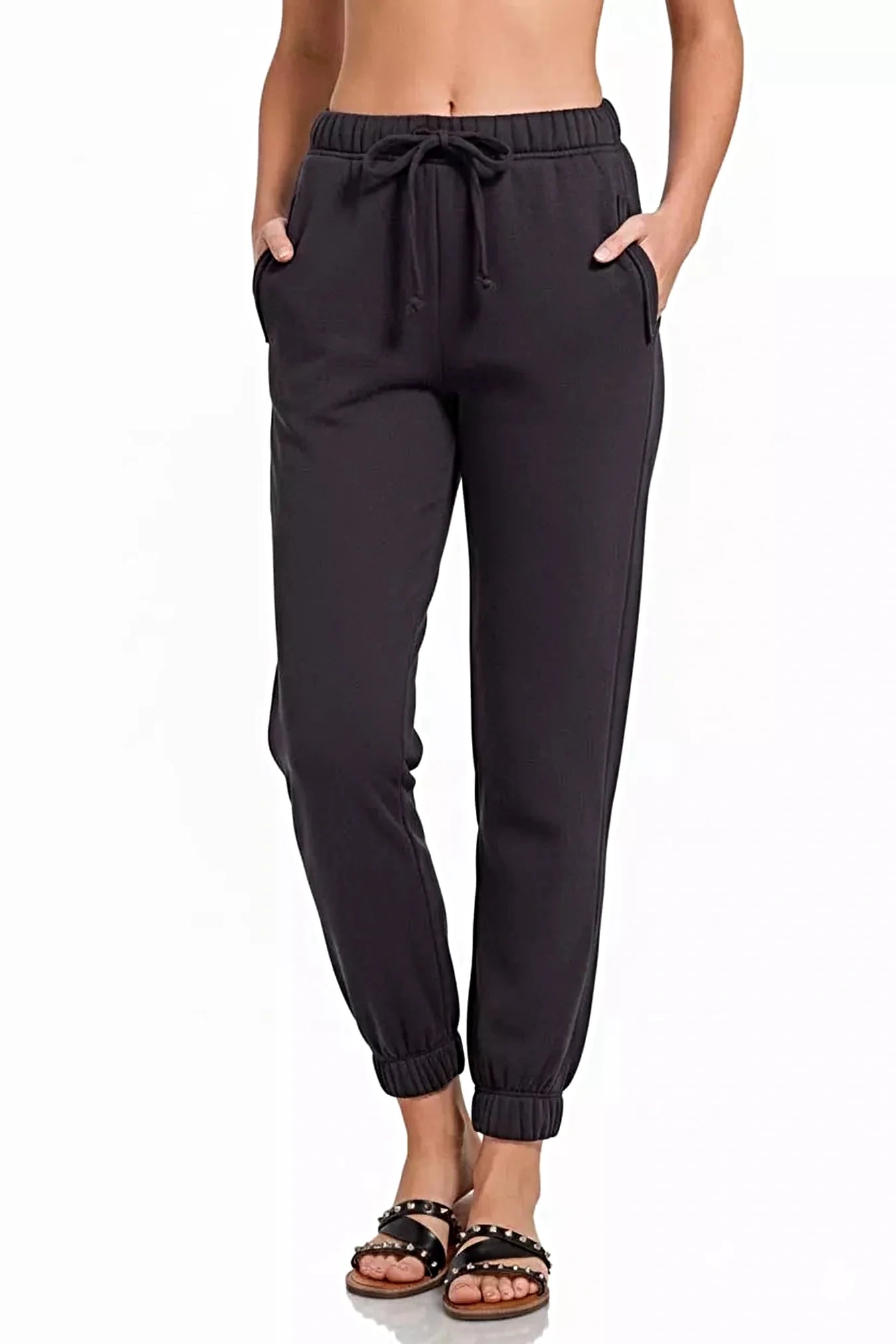 Zenana Fleece Drawstring Joggers With Pocket -