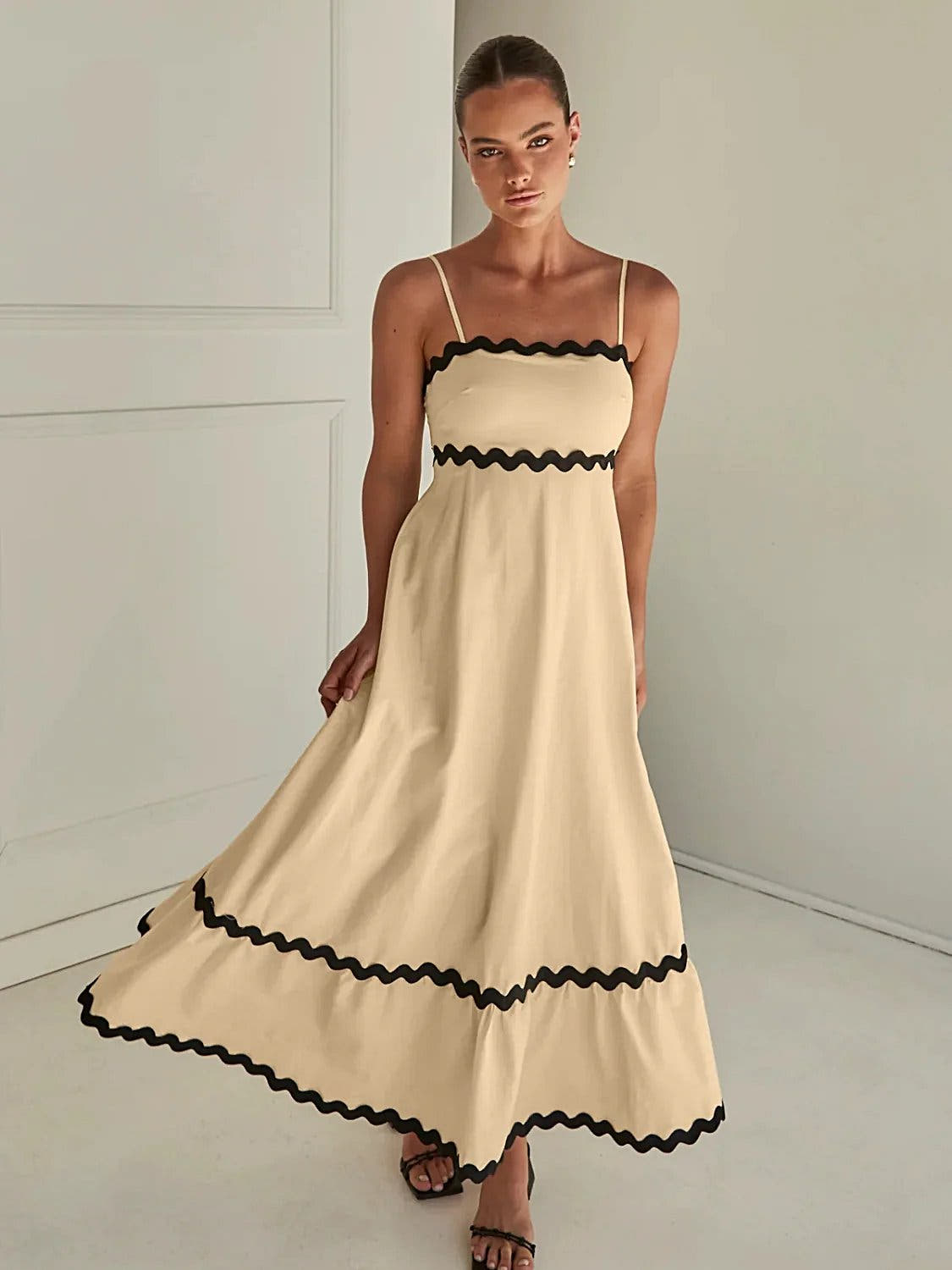Elegant Spaghetti Strap Maxi Dress in Luxe Opaque Fabric – Perfect for Summer Events Trendsi