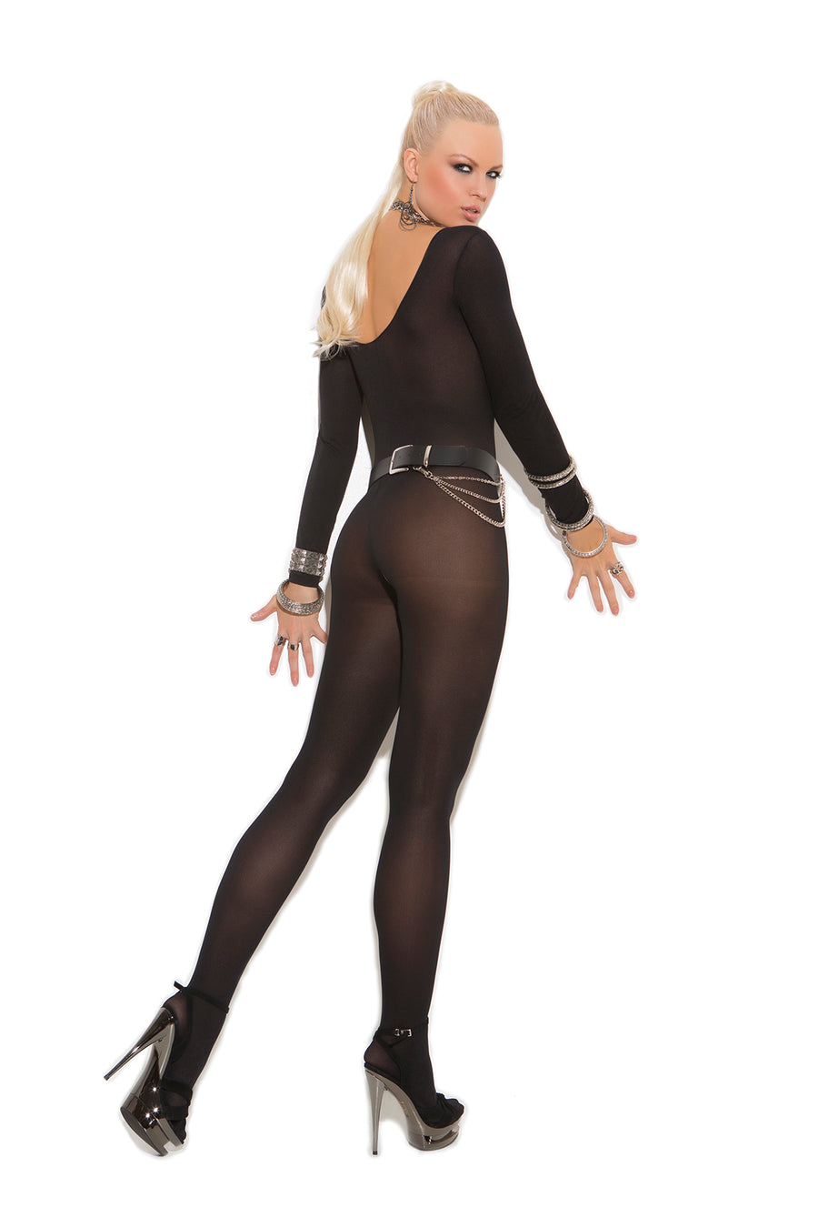 Elegant Moments IS-1606 Opaque Long Sleeve Crotch Bodystocking