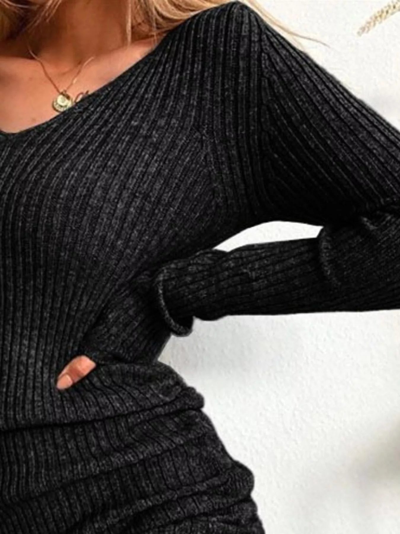 Full Size Ribbed Knit Drawstring Bodycon Sweater Dress Plus Size -