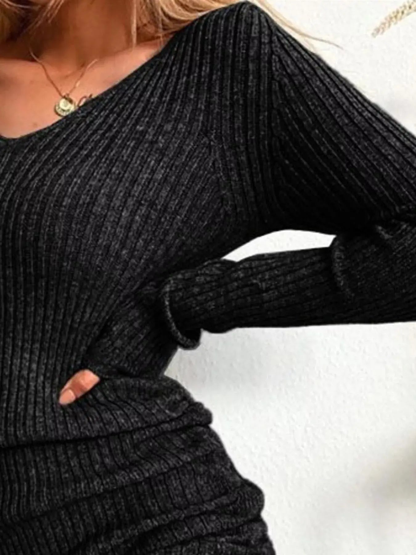 Full Size Ribbed Knit Drawstring Bodycon Sweater Dress Plus Size -