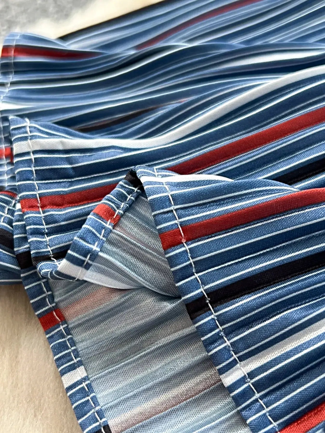 Full Size Striped Patchwork Denim Skirt Plus Size -