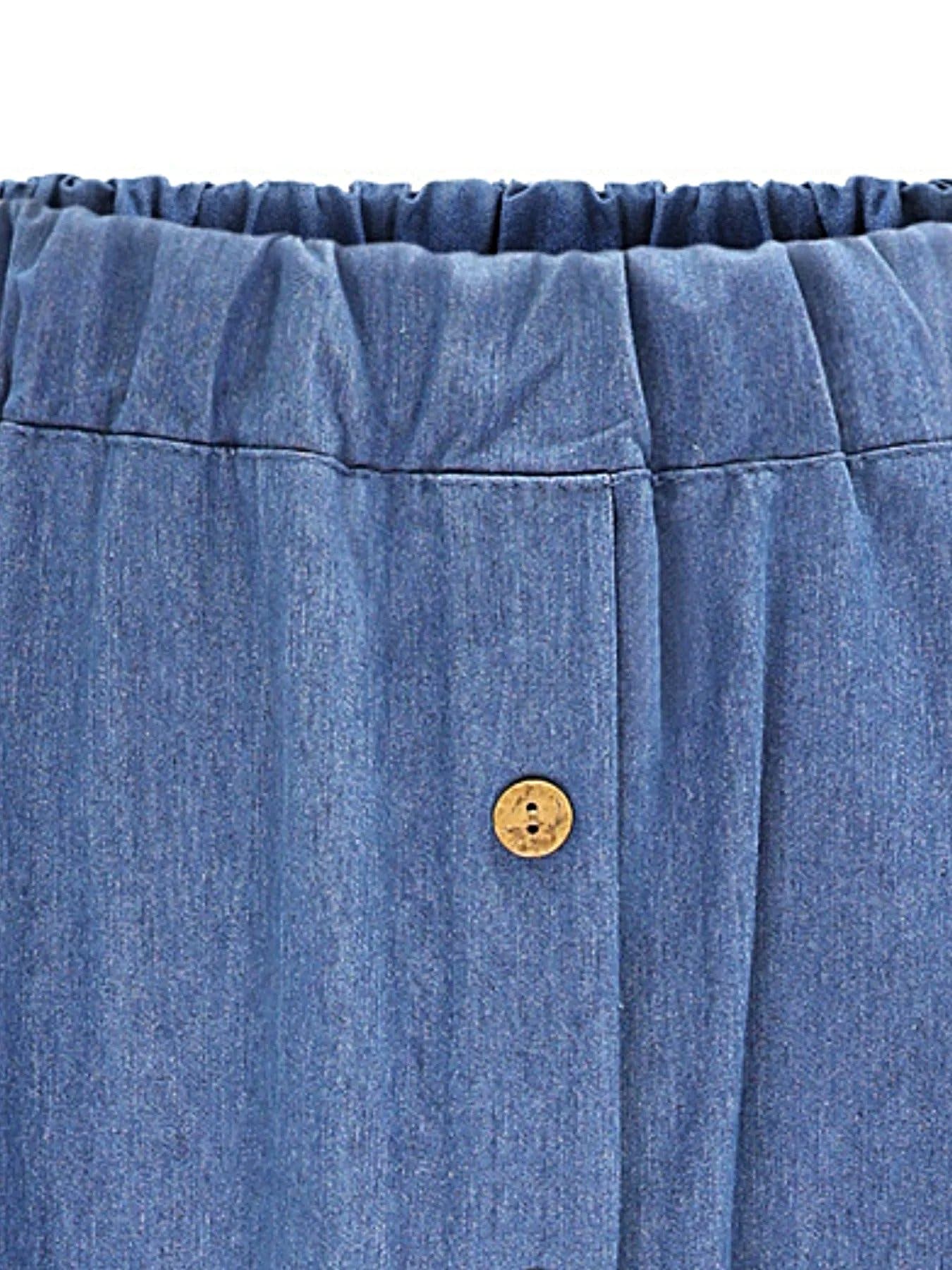Full Size Button-Front Denim A-Line Skirt Plus Size -