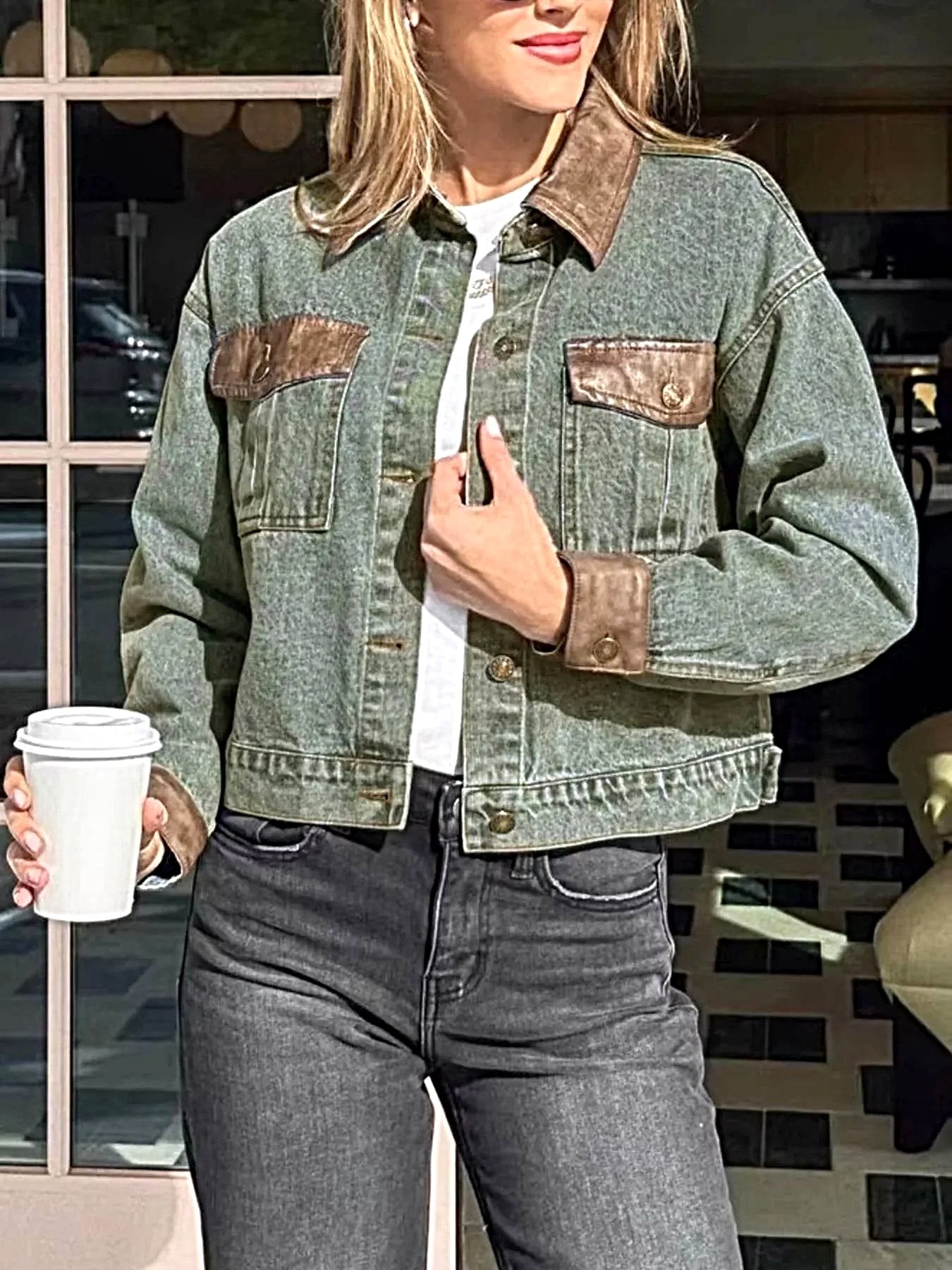Button Up Chest Pockets Denim Jacket -