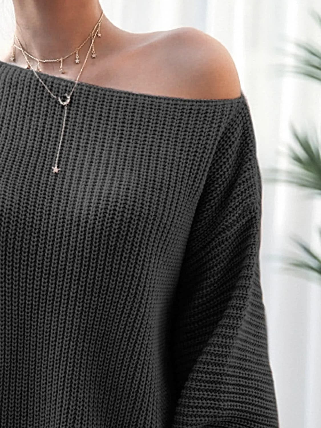 Rib-Knit Mini Sweater Dress -