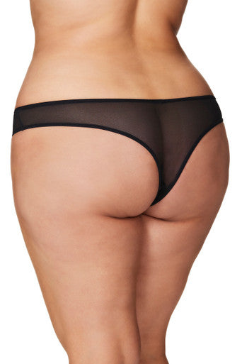 Elegant Crotchless Pearls Thong Underwear with Venise Lace and Mesh Detail - Oh La La Cheri Eldorado