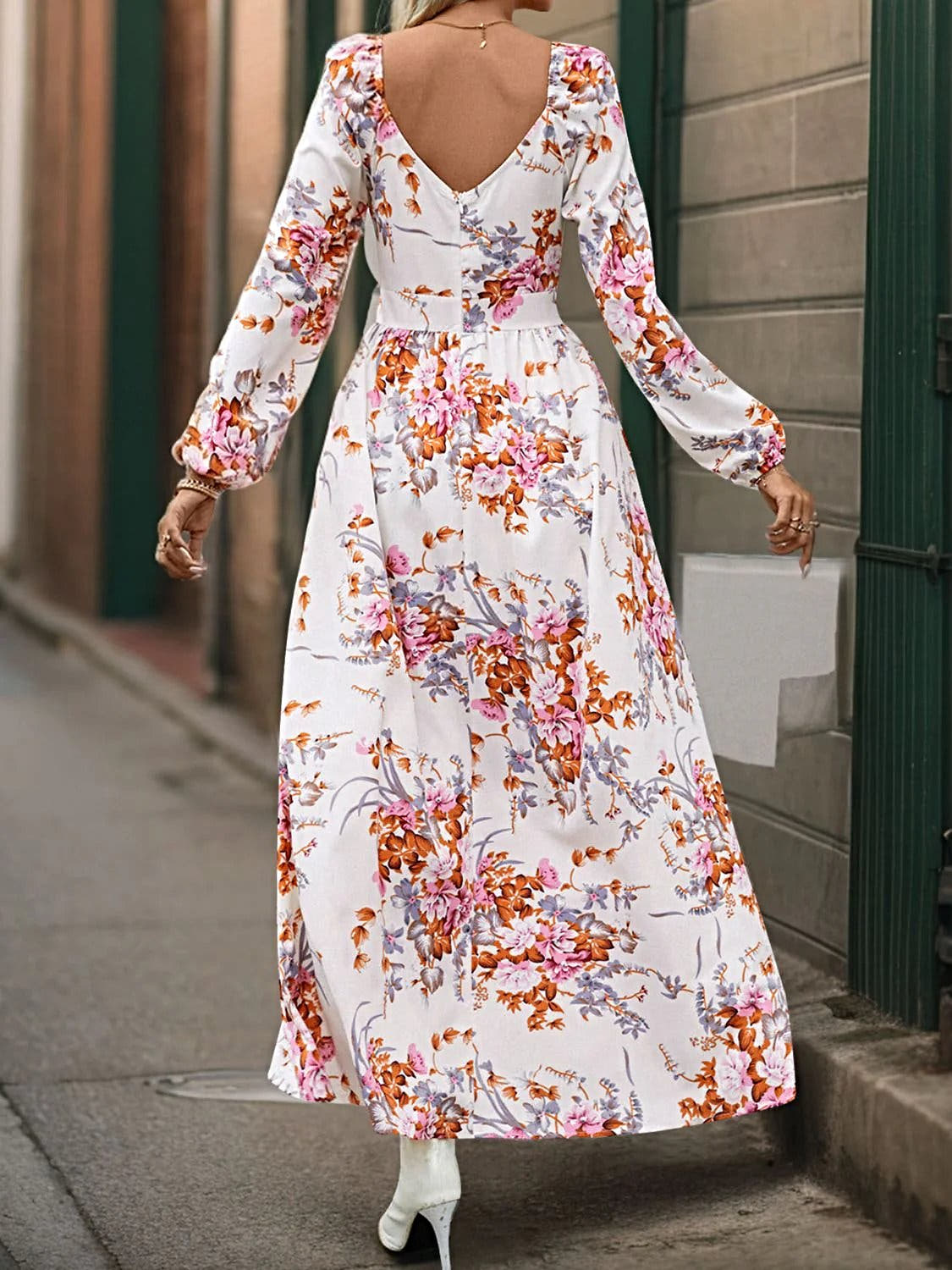 Perfee Elegant 100% Polyester Maxi Dress With Slit - Long Sleeve Surplice Design Trendsi