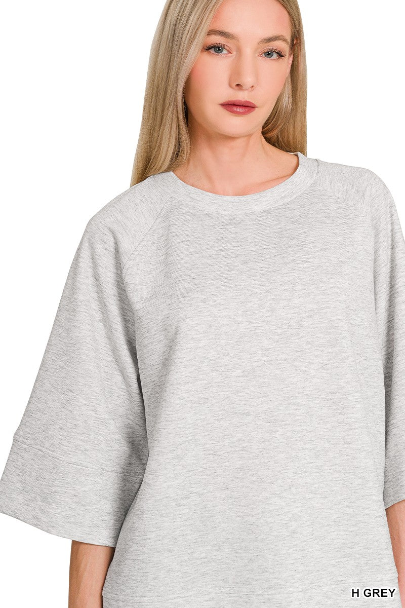 Zenana Scuba 3/4 Sleeve Pullover -