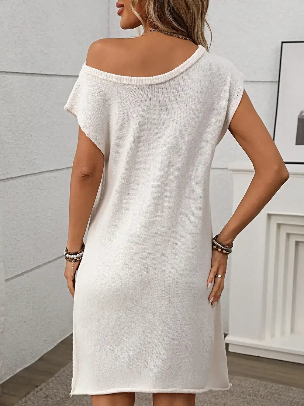 One Shoulder Mini Sweater Dress -