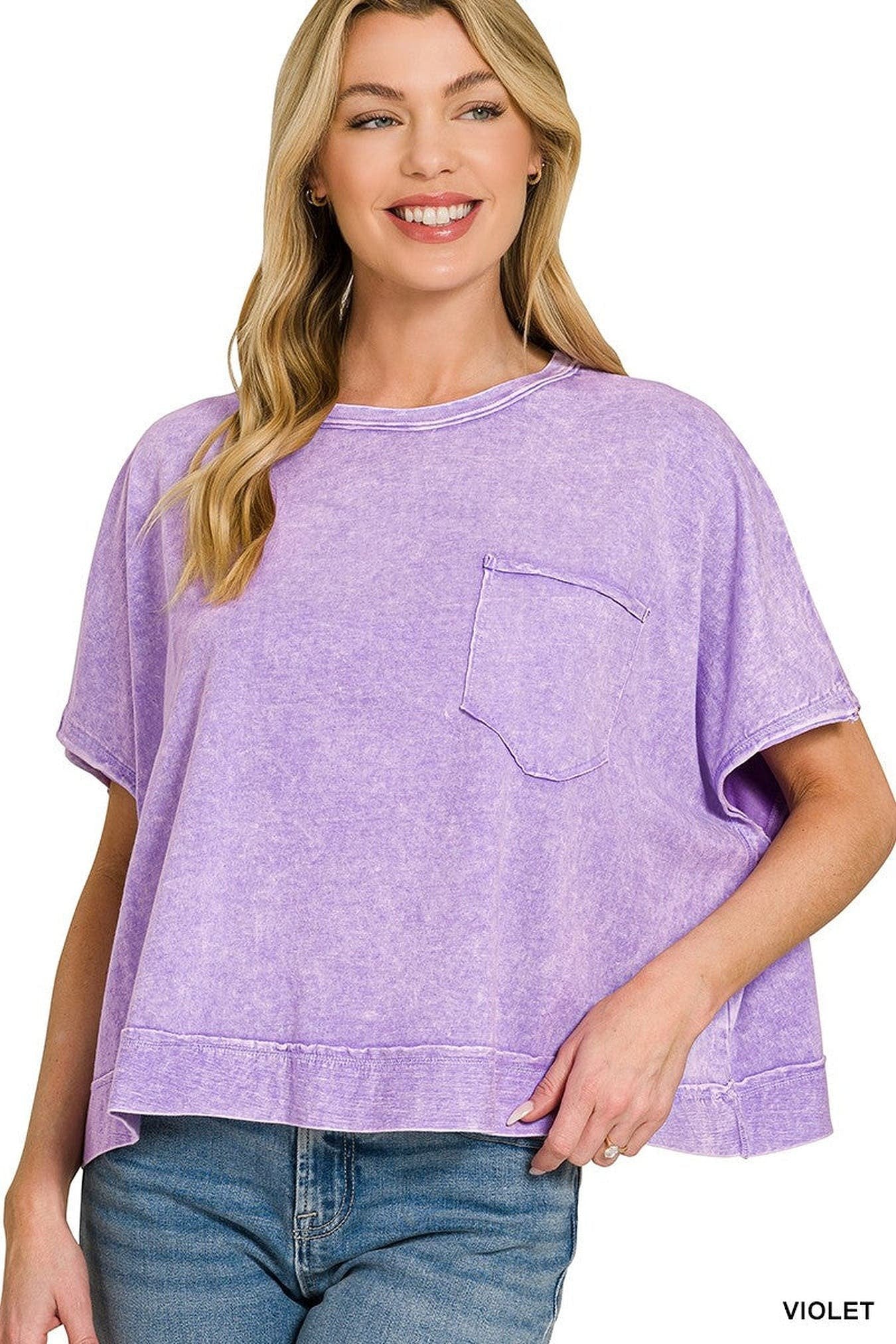 Zenana Halo Washed Oversized Top -