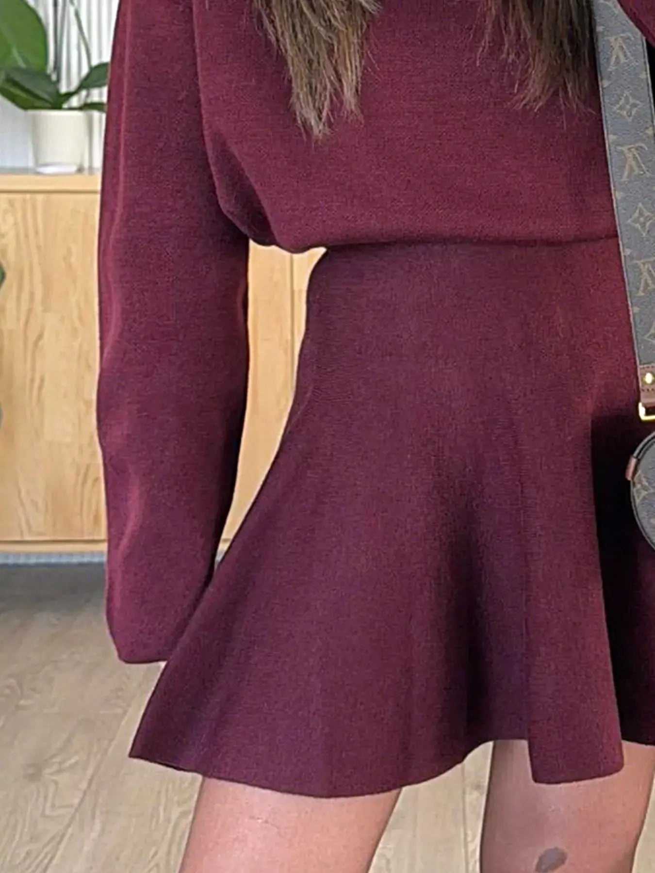 Round Neck Long Sleeve Mini Sweater Dress -