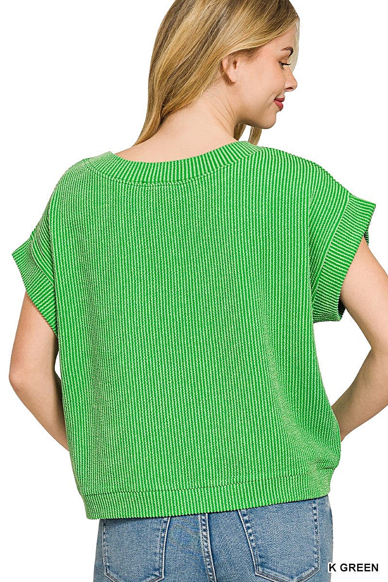 Zenana Raised Rib Cap Sleeve Top -