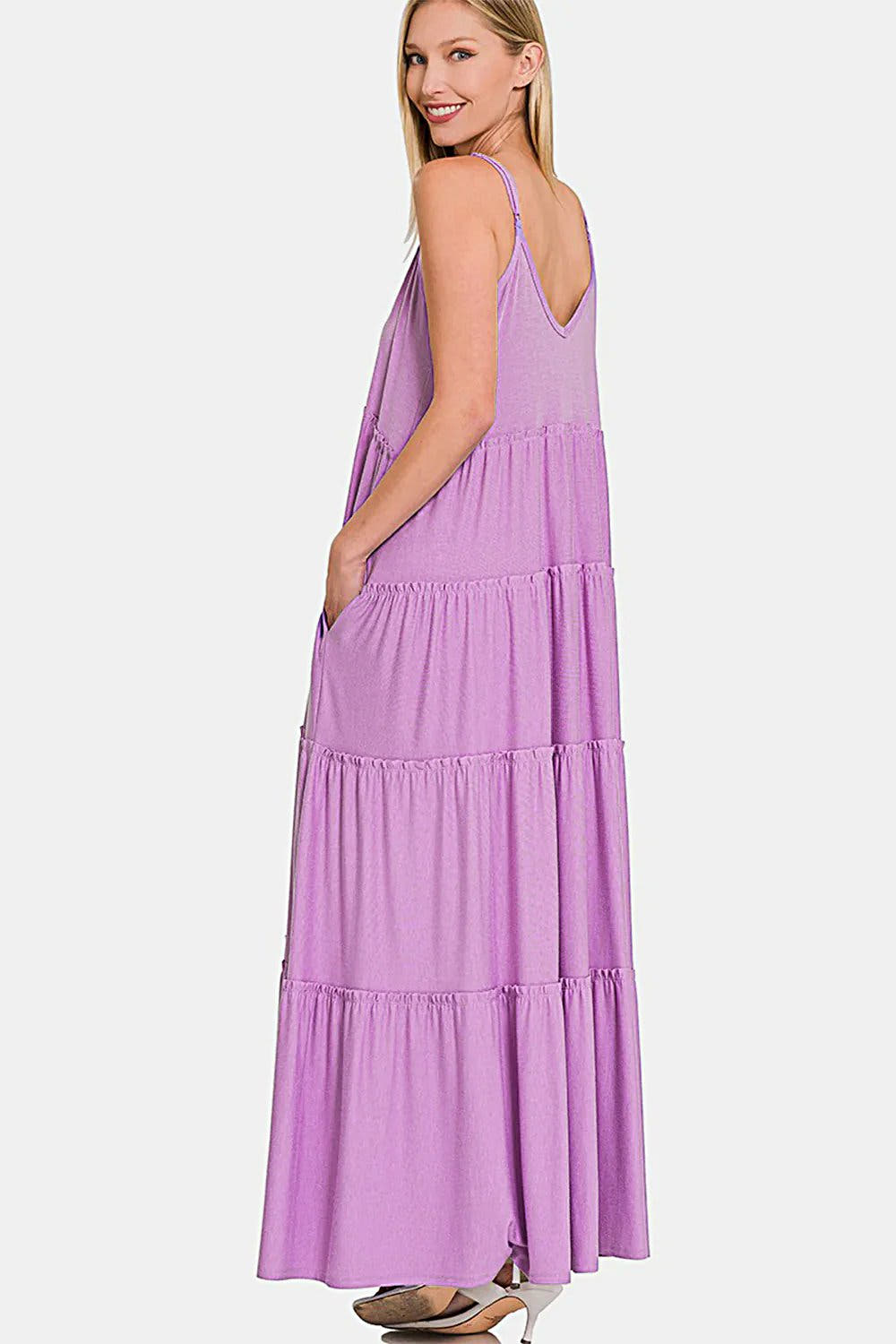 Elegant Frill Maxi Dress - Tiered Cami Style With V-Neckline for Special Occasions Trendsi
