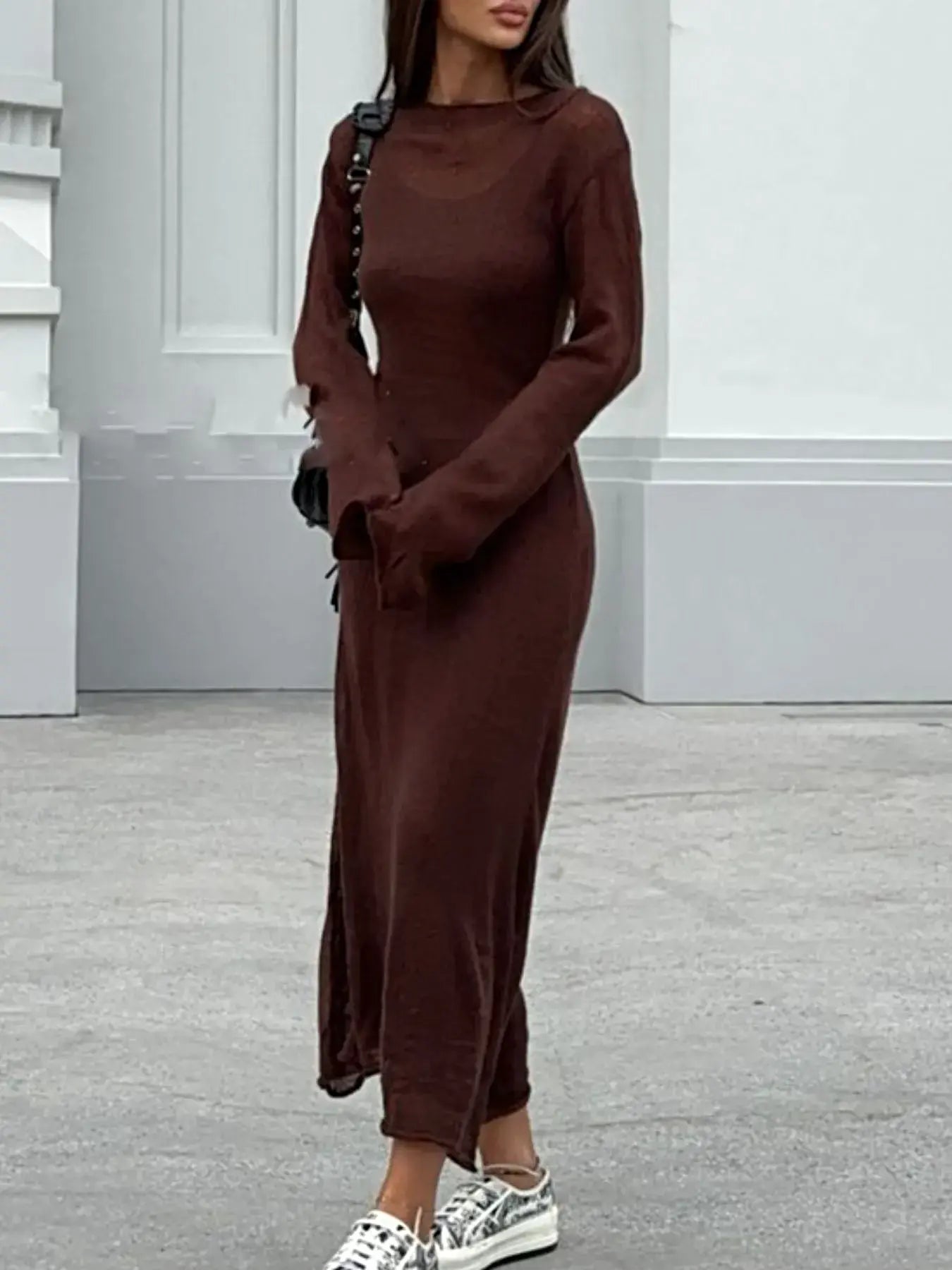 Ribbed Knit Cami Dress and Cover Up Sweater Set -