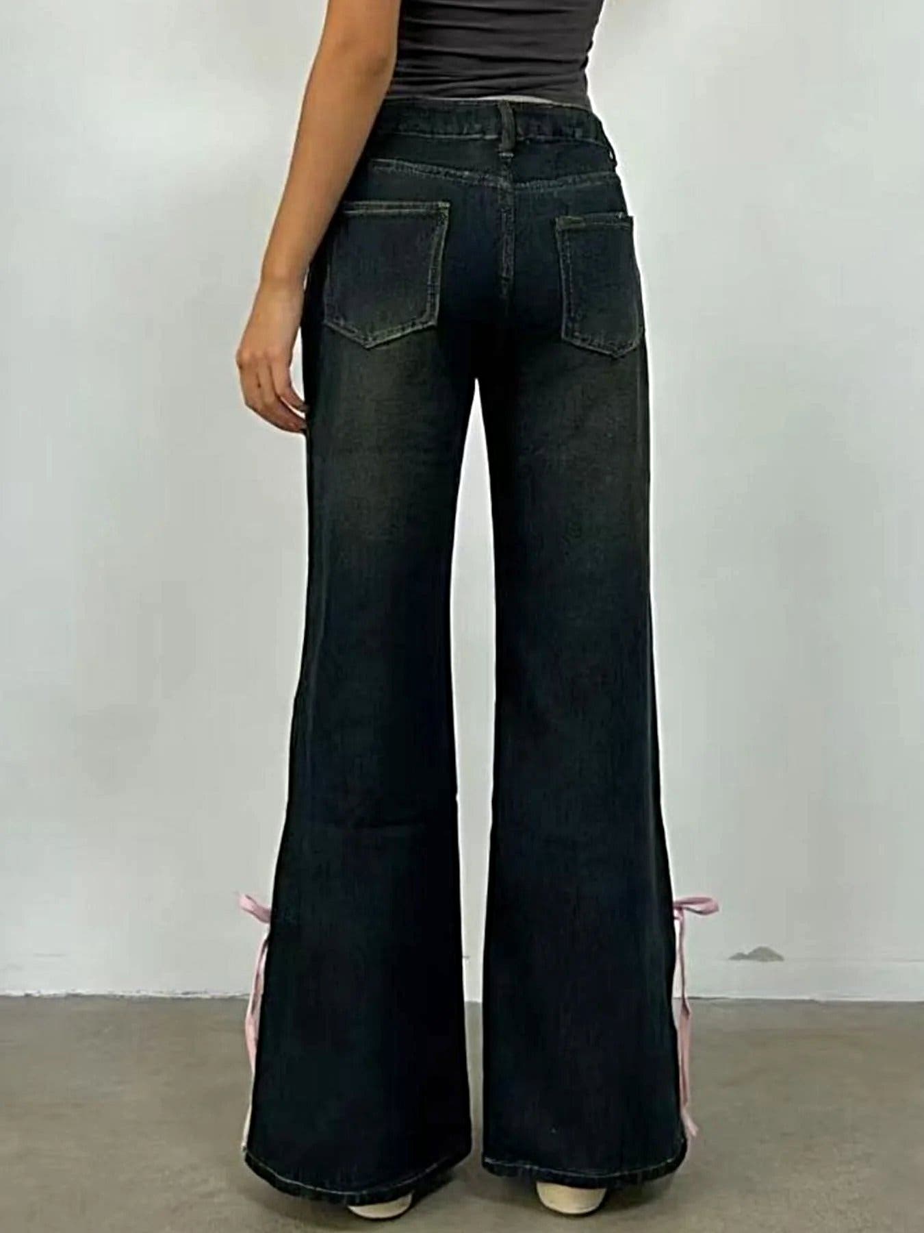 Ribbon Detail Flare Jeans -