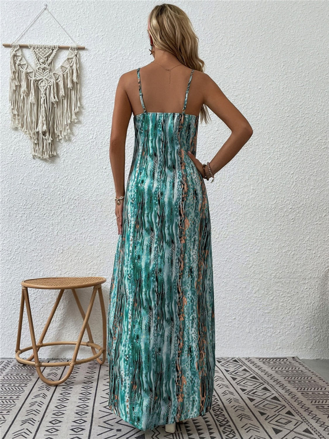 Elegant Printed Maxi Dress with Scoop Neck, Full Size & Opaque Fabric - Trendsi Trendsi