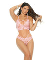 Elegant Moments  30033 Eyelash lace cami Set with deep V front, pearl buttons