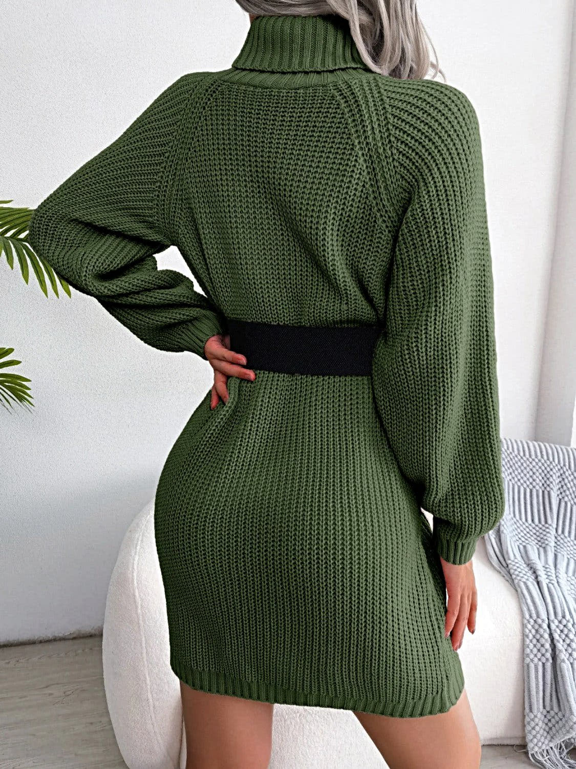 Elegant Decorative Sweater Dress with Buttons - 100% Acrylic, Moderate Stretch, Machine Washable Trendsi