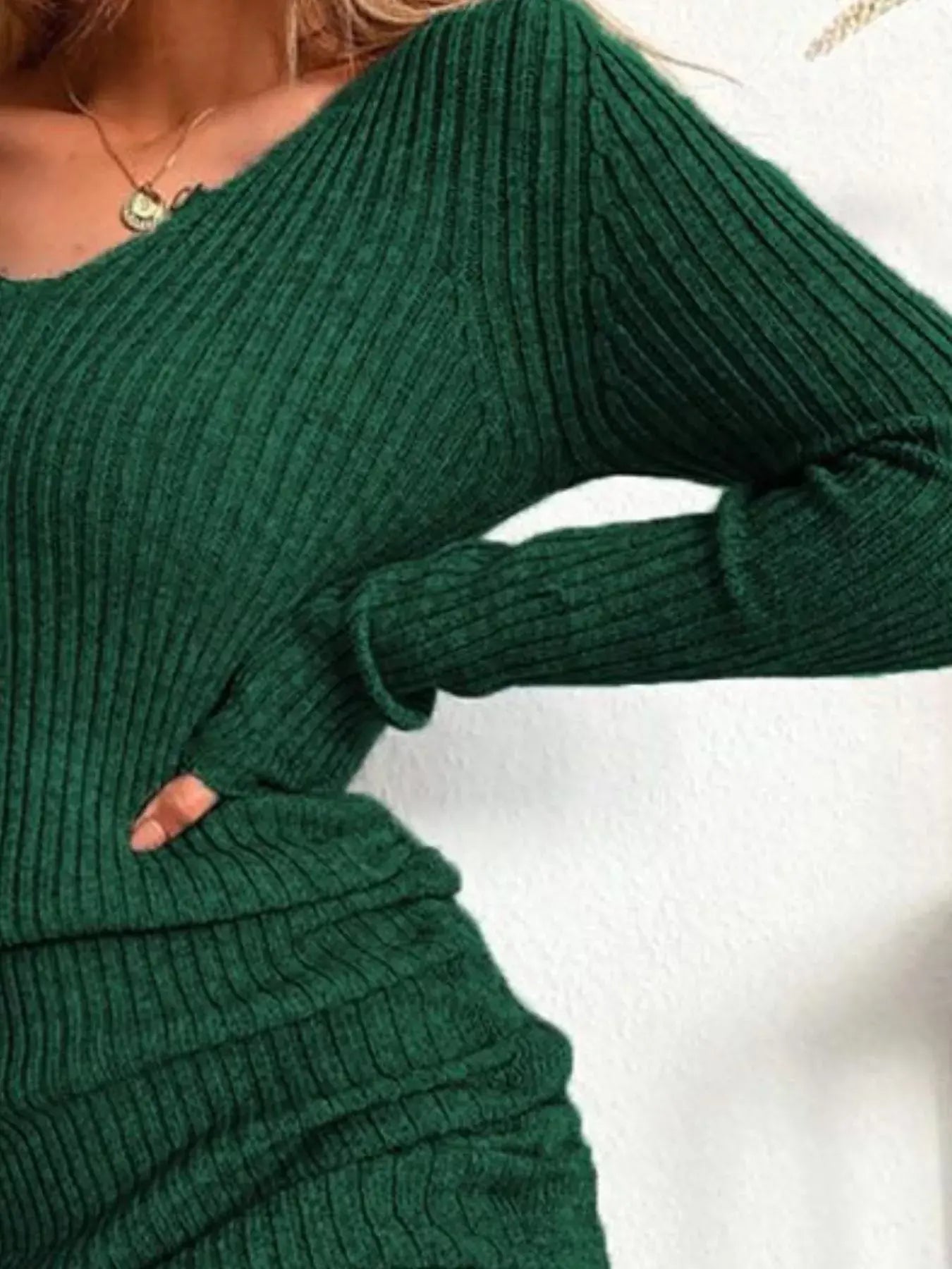 Full Size Ribbed Knit Drawstring Bodycon Sweater Dress Plus Size -