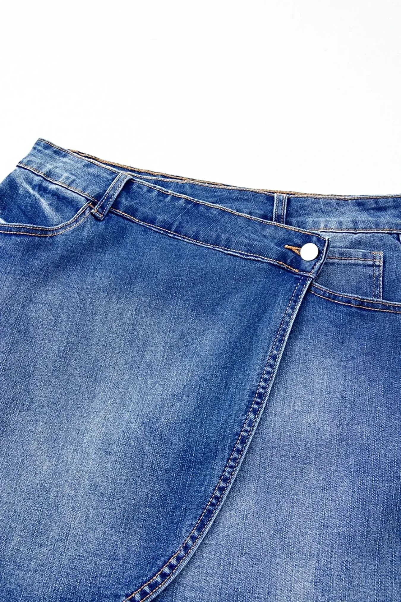 Wrapped Crossed Waist Denim Mini Skirt -