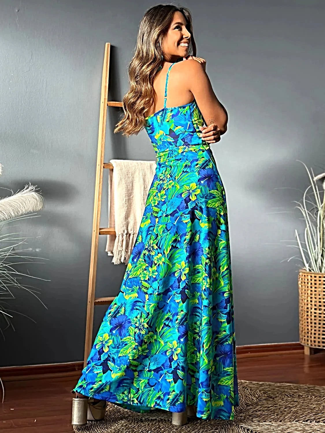 Twisted Printed V-Neck Cami Dress -