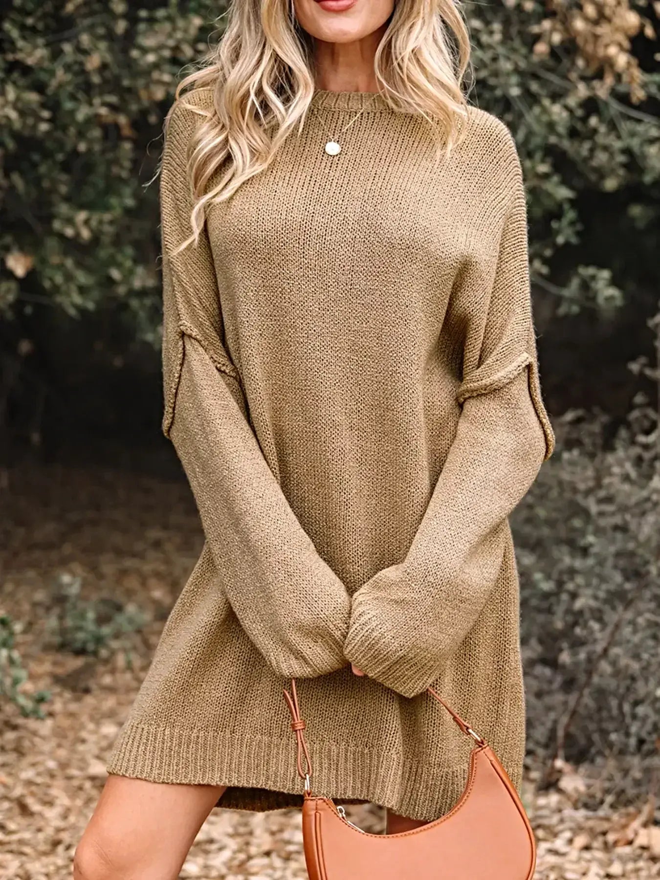 Oversize Drop Shoulder Slouchy Sweater Dress -