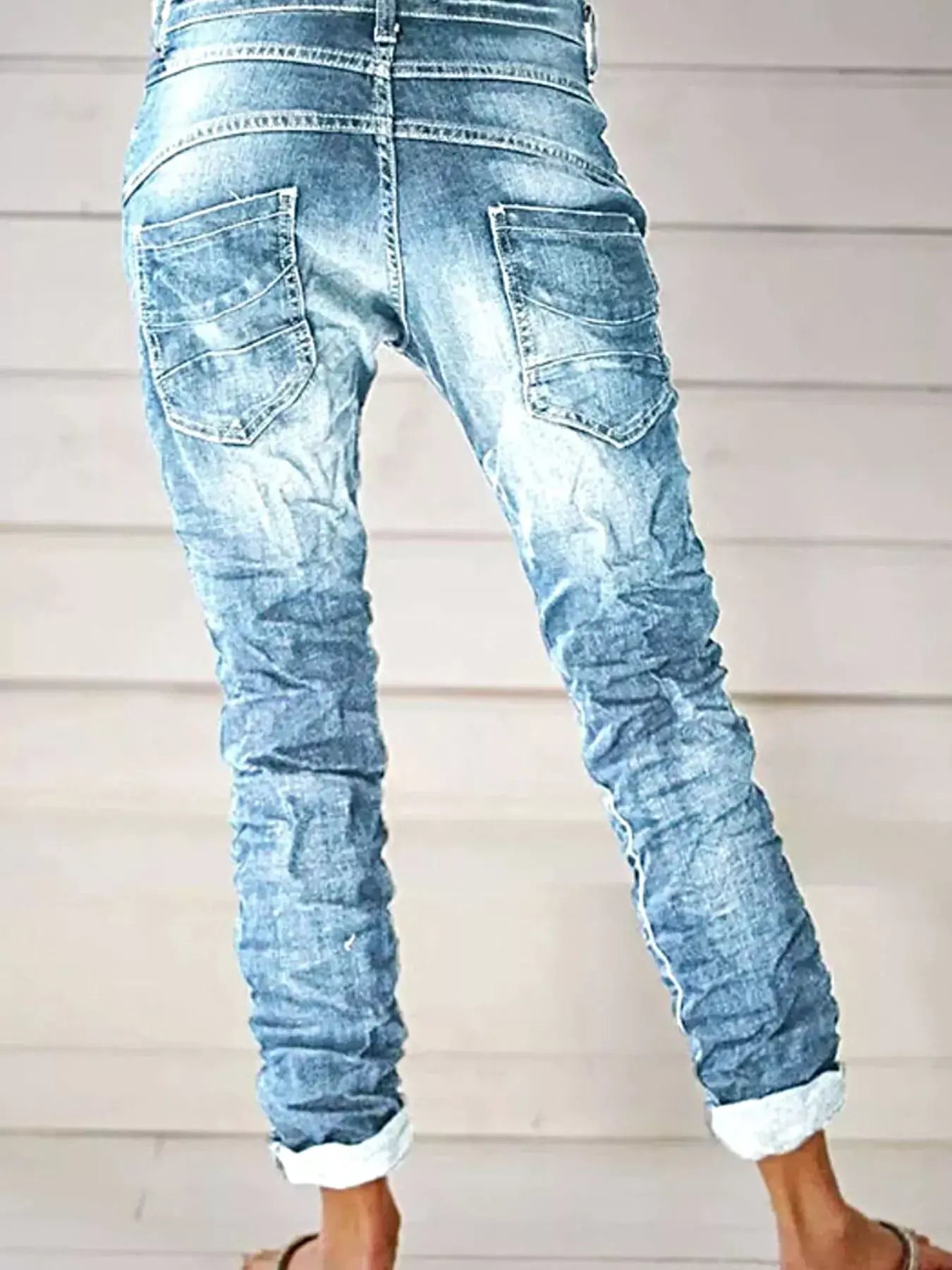 Full Size Washed Button-Fly Jeans Plus Size -