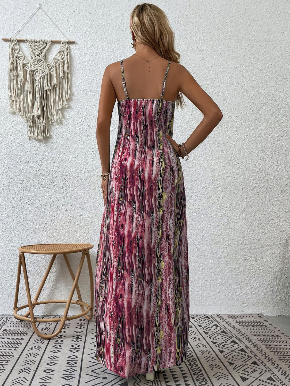 Elegant Printed Maxi Dress with Scoop Neck, Full Size & Opaque Fabric - Trendsi Trendsi