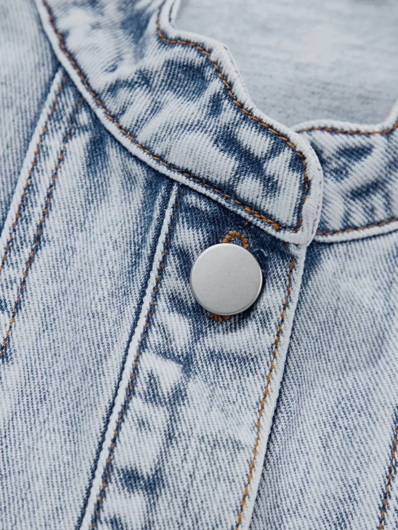 Scalloped Trim Patch Pocket Button Front Denim Vest -