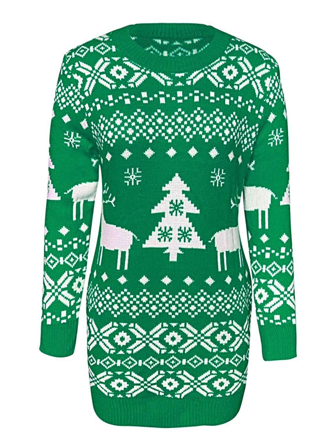 Christmas Element Round Neck Mini Sweater Dress -